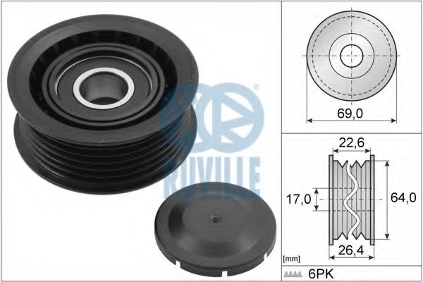 RUVILLE Deflection/Guide Pulley, v-ribbed belt 55700